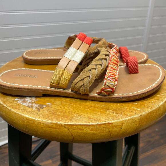 Soludos Toe Ring Multi Strap Leather & Thread Braided Sandals - Picture 1 of 10